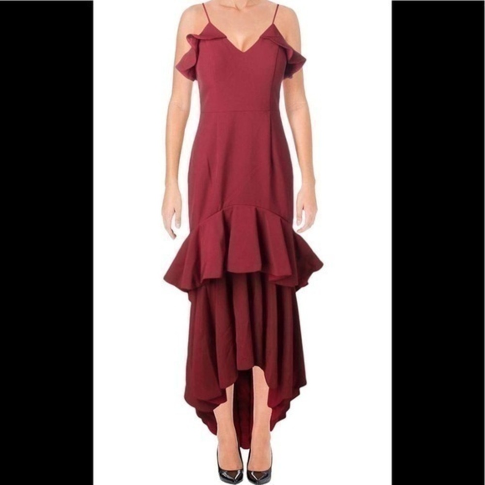 JARLO Medium Mina Layered Ruffle Sleeveless V-Neck Evening Gown